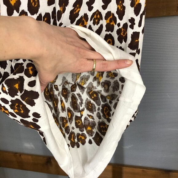 Stella McCartney Leopard Print Cream Brown Orange Scoopneck Tunic Top Sz S/M - Picture 6 of 9